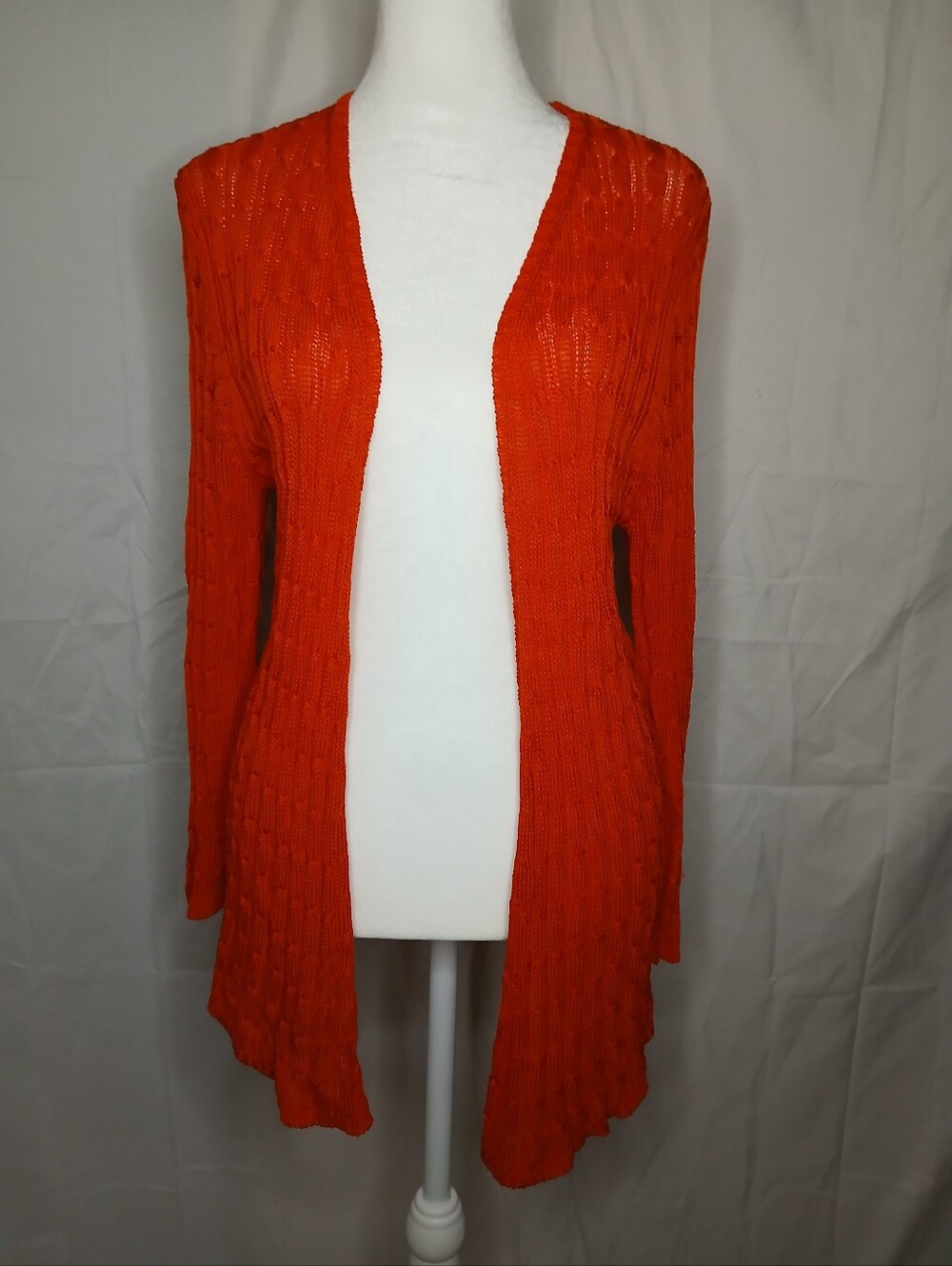 Women's Open-Front Orange Knit Cardigan Sweater